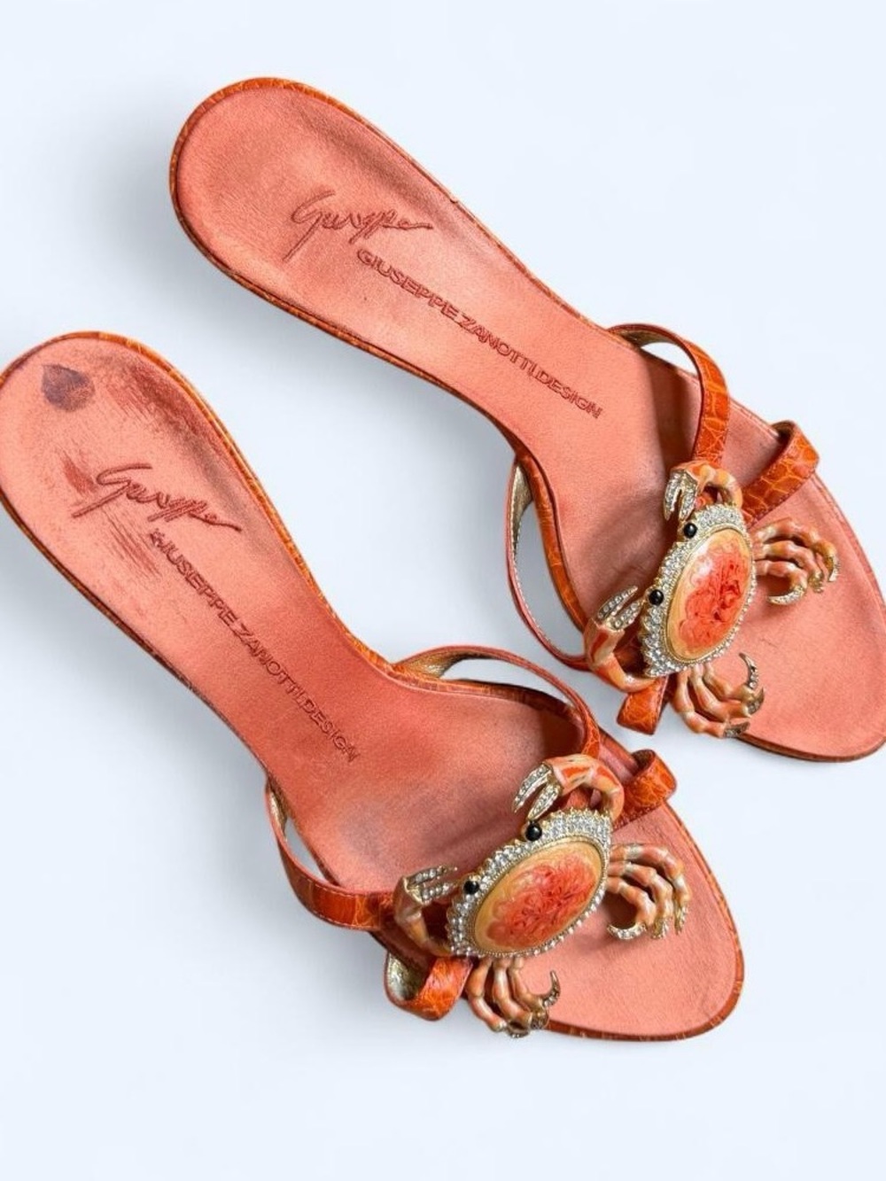 Giuseppe Zanotti Embellished Crab Cancer Kitten Heel Sandals Vintage Archival 38 - Picture 15 of 15